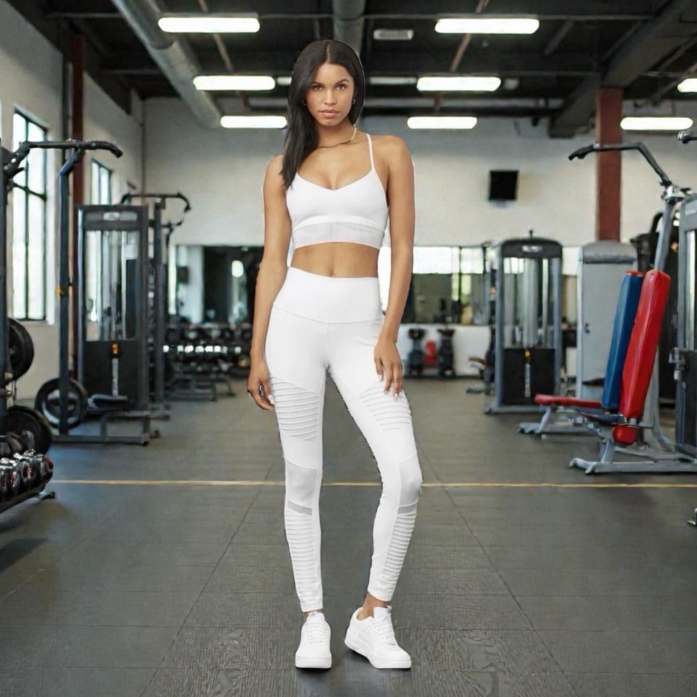 Alo Yoga High-Waist Moto Women’s Leggings White  NEW XXS Streetwear Activewear